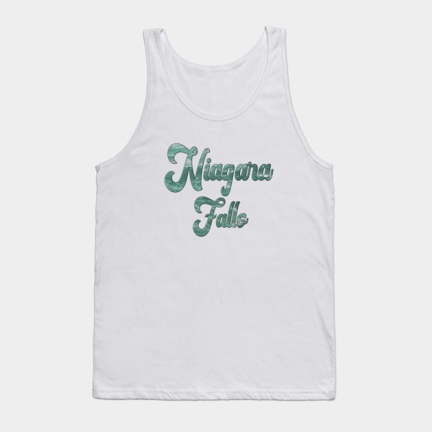 Niagara Falls Emerald Green Waters in Canada and USA, Word Art Script Typography Tank Top by Star58